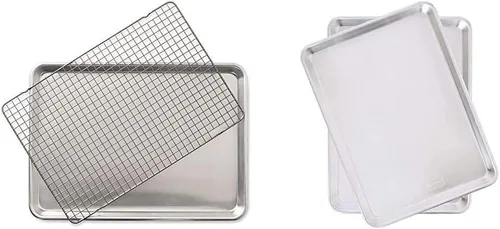 Vista 4 de Nordic Ware Media hoja con rejilla y 3 piezas Baker's Delight Juego de utensilios de aluminio para hornear