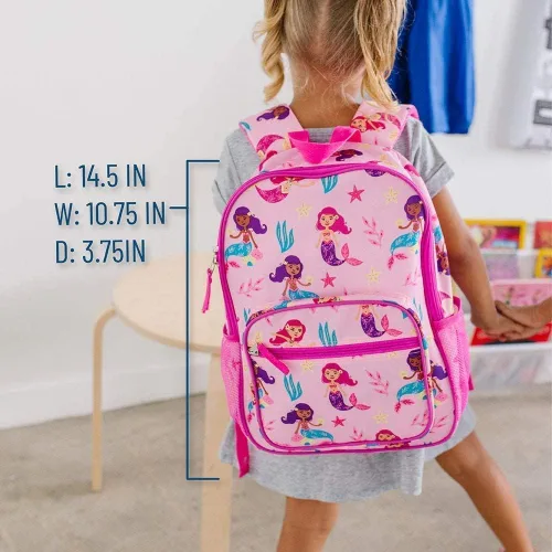 Vista 7 de Wildkin mochila para niños para el día a día, bolsa de almuerzo con tapetes para siesta para niños y niñas, perfecto para suministros escolares, tu