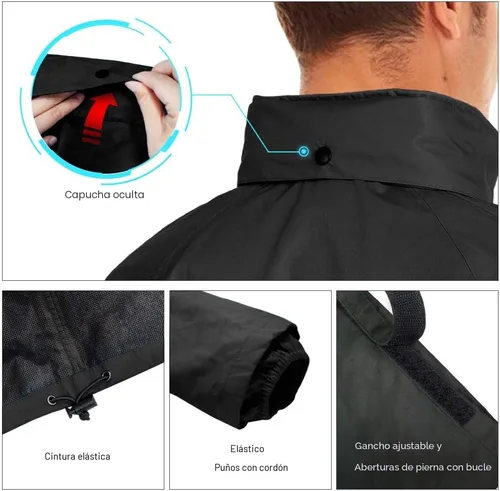 Vista 5 de Traje de lluvia TIDEWE, impermeable, transpirable, ligero, 2 piezas