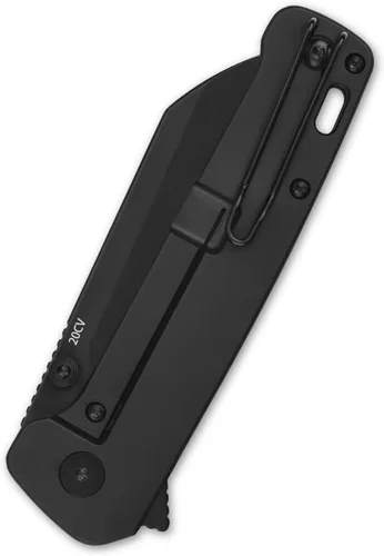 Vista 5 de QSP Penguin Plus - Cuchillo de bolsillo plegable, 3.38 pulgadas CPM20CV, cuchillo EDC de hoja negra, mango de titanio negro, bloqueo de marco