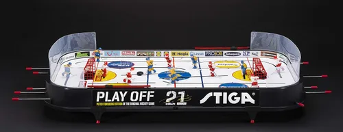 Vista 6 de STIGA Table-Top Rod Hockey Game Play Off 21 – Classic Ice Hockey Action with Enhanced Features, Easy Assembly, Includes 2 Pucks – Fun for All Ages