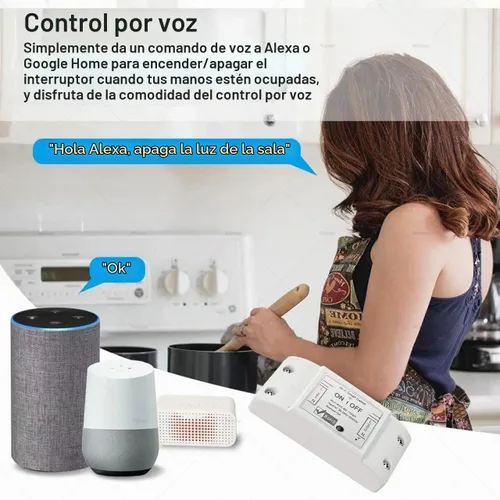 Vista 3 de Interruptor inteligente inalámbrico de 10 A, interruptor de luz Wi-Fi compatible con Alexa y Google Home y SmartThings, certificado FCC, no requiere