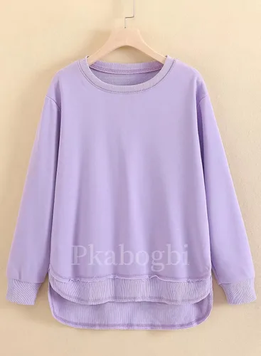 Vista 6 de Pkabogbi Sudadera casual de manga larga con cuello redondo para mujer, holgada, ligera, sin botones
