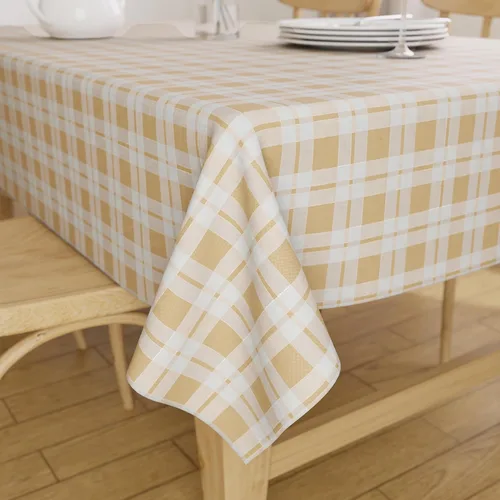 Vista 60 de Encasa XO Mantel cuadrado de algodón 35"x35" Franca Beige Checks Cheques Franca Beige