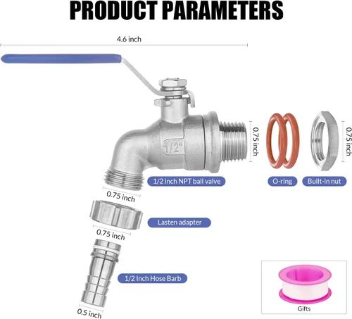 Vista 2 de 1/2" NPT Válvula de bola de acero inoxidable mamparo sin soldadura conveniente para construir la tetera casera del brebaje/el tún del puré