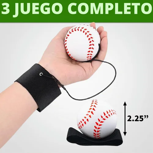 Vista 2 de Playbees Pelotas de béisbol de práctica reactiva (paquete de 3) - Entrenador personal de retorno de muñeca para práctica de lanzamiento y captura