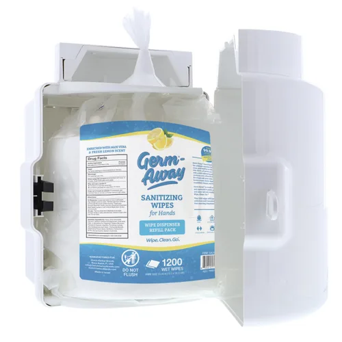 Vista 5 de Upward-Pull Wall Mounted Wipes Dispenser for Surface or Skin Wet Wipes - Stylish White Dispenser for Sanitizing Hand Wipe Refill Rolls in Public