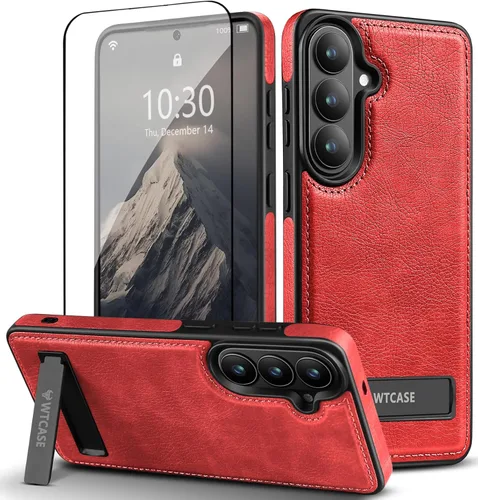Vista 11 de WTCASE Funda de piel magnética fuerte para Samsung Galaxy S26 con soporte, [compatible con MagSafe], funda delgada y ajustable con función atril