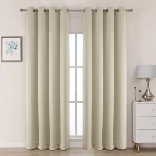 Vista 36 de OWENIE Cortinas 100% opacas de 63 pulgadas de largo, 2 paneles para dormitorio, sala de estar, cortinas superiores con ojales con aislamiento Negro