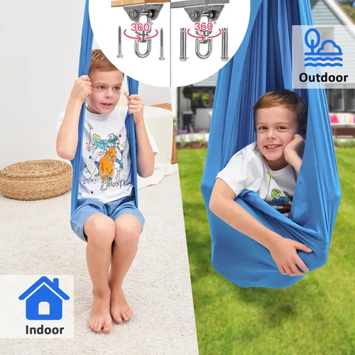 Vista 6 de Columpio sensorial, columpio de terapia para niños con necesidades especiales (herramientas incluidas), columpio sensorial para TDAH, autismo
