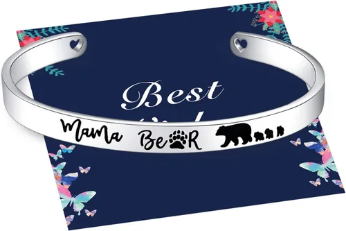 Vista 13 de Veeshy Pulseras de puño de mamá osa con cachorros para mujeres