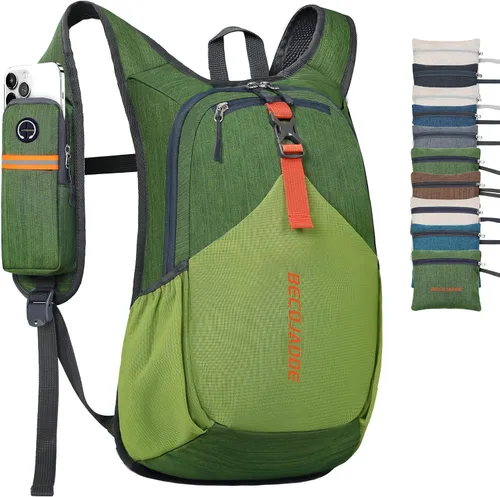 Vista 16 de BECOJADDE - Mochila de senderismo pequeña de 15 L para hombres y mujeres, plegable, ultraligera, para viajes, camping, actividades al aire libre