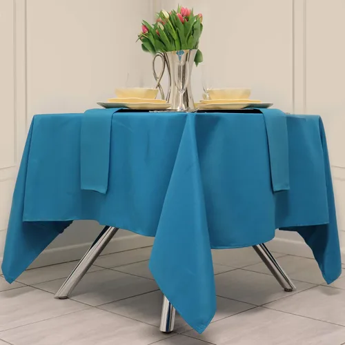 Vista 10 de Kadut Mantel cuadrado azul de 52 x 52 pulgadas, resistente, lavable, resistente a las arrugas, para mesas cuadradas o redondas, fiestas, bodas Azul