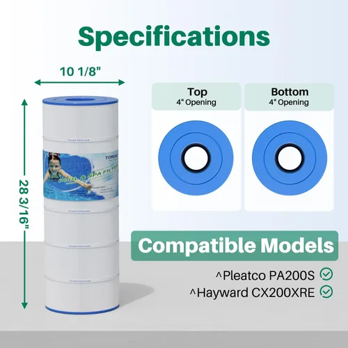 Vista 2 de TOREAD Cartucho de filtro Cx200xre, repuesto C200s, compatible con cartucho de filtro Hayward c200s, Cx200xre, Hayward SwimClear C200S, Ultral-D5