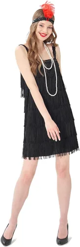 Vista 4 de Wizland Vestido Flapper de los años 20, vestido de fiesta de cóctel, vestido de gran Gatsby de los años 20