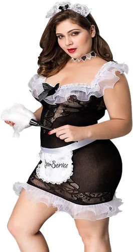 Vista 2 de Domi us - Disfraz de sirvienta francesa sexy de talla grande para mujer disfraz de sirvienta de Halloween