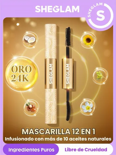 Vista 2 de SHEGLAM Máscara de pestañas todo en uno de 24k con volumen multiefecto de larga duración