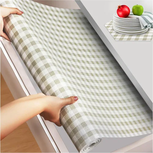Vista 22 de Beautysaid Revestimiento de estante y cajón para armario de cocina, papel antideslizante no adhesivo, impermeable, lavable, grueso para tocador