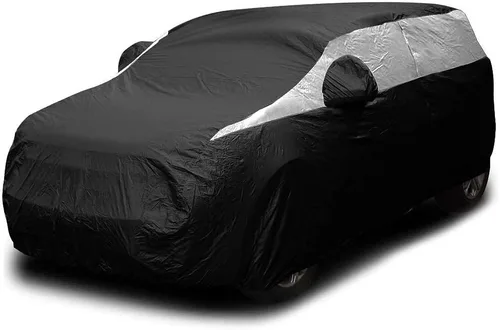 Vista 9 de Cubierta de coche Titan Jet Black Poly 210T para sedanes 186-202". Impermeable, protección UV, resistente a los rasguños, apertura con cremallera
