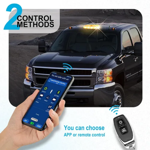 Vista 2 de Barra de luz estroboscópica mini recargable con control APP Agrieyes, luz de baliza LED magnética inalámbrica
