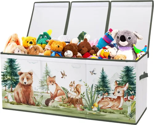 Vista 10 de Cofre de Juguetes Grande Organizador con Tapa Abatible para Niños, Caja de Almacenamiento de Juguetes Oxford Plegable con Asas para Niños y Niñas