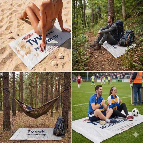 Vista 2 de Lona de Camping Ultraligera, Lona para Mochileros, Lámina de Tyvek, Protector de Suelo para Tienda de Tyvek, Envoltura de Casa de Tyvek, Piso