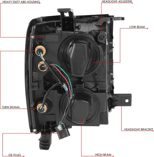 Vista 6 de DNA MOTORING HL-OH-CSIL14-BK-AM Faros delanteros negros y ámbar compatibles con Silverado 1500 2014-2015