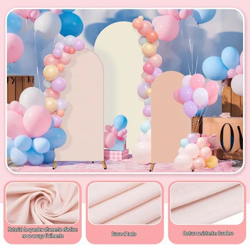 Vista 2 de Buryeah Juego de 3 fundas elásticas para arco de boda de 6 pies, 5 pies, 4 pies, de elastano, ajustadas, de 2 caras, elásticas para decoración