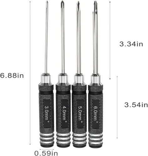 Vista 6 de Kit de herramientas para drones – Juego de 4 herramientas de acero Phillips de 3.0/4.0/5.0/0.236 in, mini herramientas de mano para modelo RC