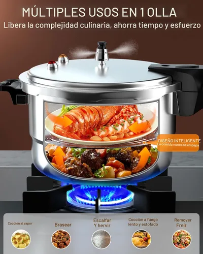 Vista 3 de WantJoin Olla a presión de aluminio de 4 cuartos con válvula de liberación y múltiples dispositivos de protección, recipiente a presión compatible