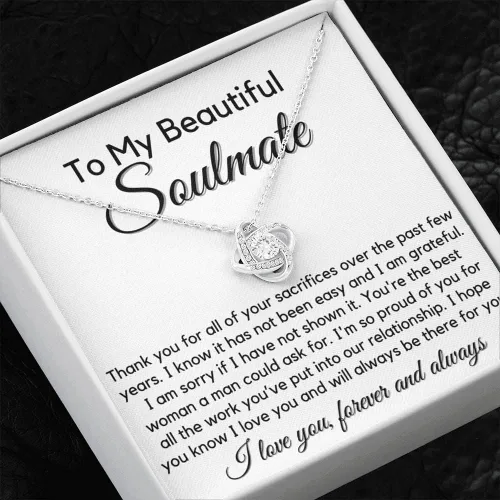 Vista 3 de to My Soulmate Love Knot Necklace - My Lovely Wife, Gifts for Girlfriend, Romantic Gifts for Her from Husband to Wife, Valentine's Day, for Wife BS1