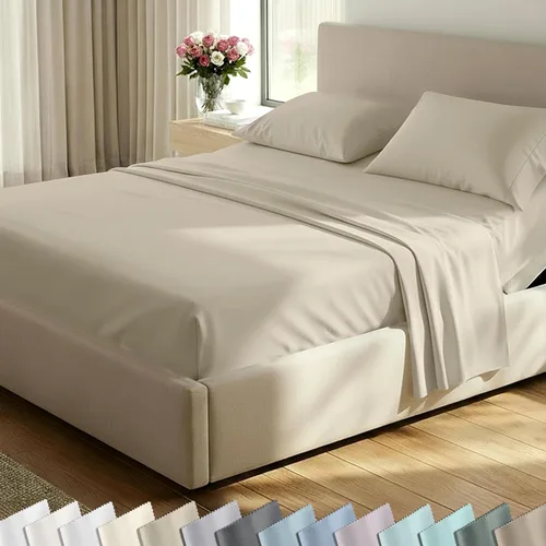 Vista 19 de California Design Den Juego de sábanas de lujo tamaño King - 100% algodón, 600 número de hilos, sábanas King de bolsillo profundo, ropa de cama
