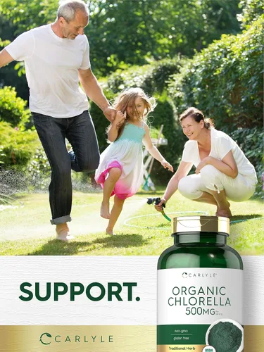 Vista 6 de Carlyle Chlorella Tablets Organic 500 mg 1000 unidades Suplemento vegetariano, sin OMG y sin gluten
