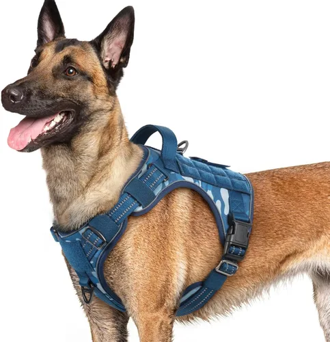 Vista 25 de rabbitgoo - Arnés para perros pequeño sin tirones, chaleco táctico de servicio con Molle y asa de control, arnés militar ajustable y reflectante