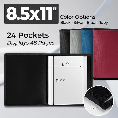 Vista 2 de Dunwell Art Portfolio - Carpeta de 8.5 x 11 pulgadas (negro), papel de montaje, carpeta de cartera para obras de arte, carpeta de arte de 8.5 x 11