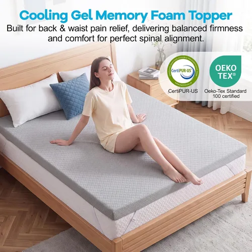 Vista 2 de WEUP Extra Firm Twin Mattress Topper, Bamboo Charcoal Infusion, Skin-Friendly, CertiPUR-US Certified - 2-Layer Support Topper (3-4" Thick)
