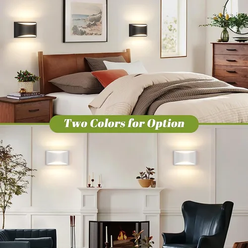 Vista 4 de Tipace Modernos apliques LED de pared para interiores, 2 paquetes de luces de pared interiores cableadas de aluminio hacia arriba y hacia abajo, luz