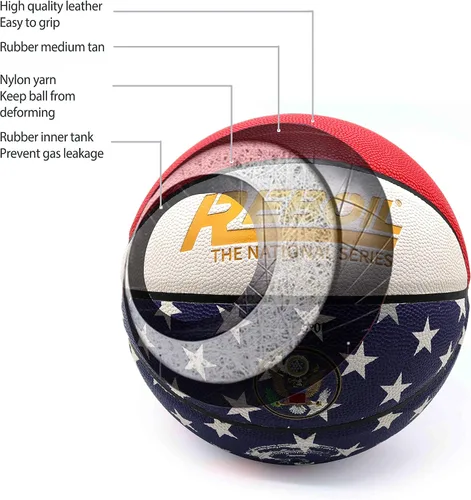 Vista 4 de Premium Rubber/Leather Basketball - Kids & Youth, Size 3/4/5/6/7