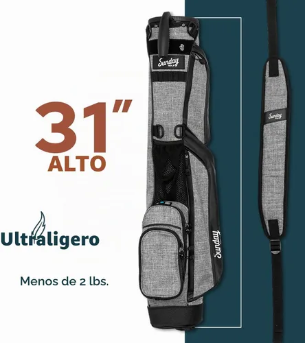 Vista 3 de The Original Sunday Golf Loma Bag - Bolsa de golf ligera con correa y soporte, fácil de transportar bolsa de pie para campo de prácticas, par 3