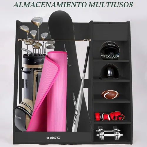 Vista 8 de WINGYZ Almacenamiento de bolsas de golf para 2 bolsas, organizador de Negro