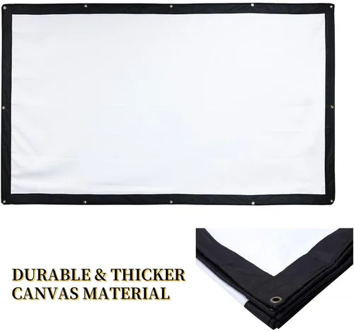 Vista 8 de Pantalla de proyector portátil de 200 pulgadas para exteriores, YF2009SZ 16:9 plegable HD de lona gruesa grande para cine en casa, oficina