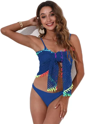 Vista 7 de Vestido cruzado de gasa transparente para mujer, para cubrir el bikini