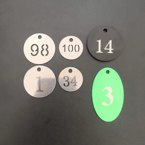 Vista 7 de Diámetro de 1.18 pulgadas de acero inoxidable hueco, etiquetas clave con anillos (1-10)