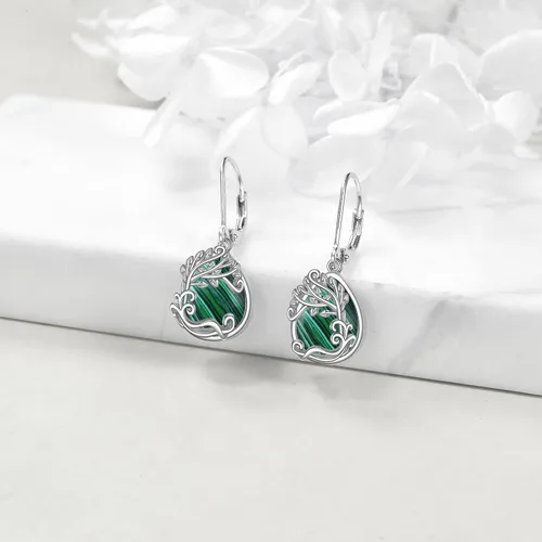 Vista 283 de Aretes colgantes con forma de lágrima de filigrana de piedra lunar de plata de ley 925 con cierre de palanca para mujer, regalos de joyería