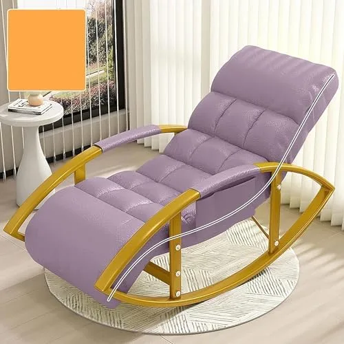 Vista 15 de Large Adjustable Reclining Rocking Chair Set with Footrest for Living Room and BalconyComfortable Outdoor Indoor Seating Solution,Amarillo-Golden