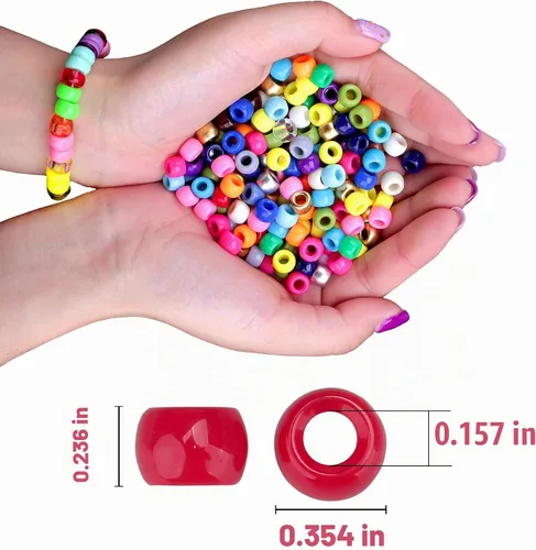 Vista 3 de Kit de Pulseras de Abalorios Pony de Greentime, Juego de Abalorios Rainbow Kandi Rave de 9mm para Pulseras de Amistad, Elaboración de Collares