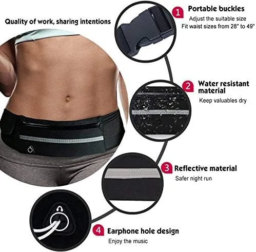 Vista 5 de Serdokntbig Cangurera de viaje para dinero, impermeable, antirrobo, para pasaporte, para correr, hombres y mujeres, Negro