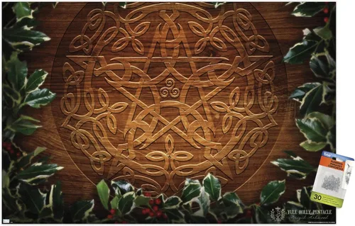 Vista 7 de Trends International Brigid Ashwood - Celtic Yule Christmas Pentacle Wall Poster, 14.72" x 22.37", Premium Poster & Push Pin Bundle