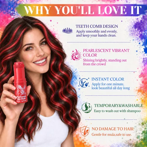 Vista 2 de Peine de color rojo temporal para el cabello, tiza lavable para niños