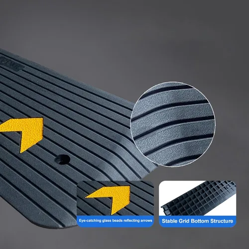 Vista 4 de Rampa de umbral de goma para puertas de alta resistencia 3.8cm 1.5" de altura rampa para silla de ruedas, 1 paquete rampa de bordillo Power de goma
